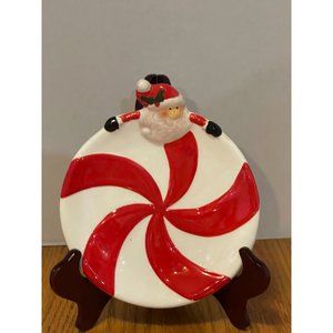 Vintage Ganz Christmas Santa Claus Peppermint  Appetizer Plate